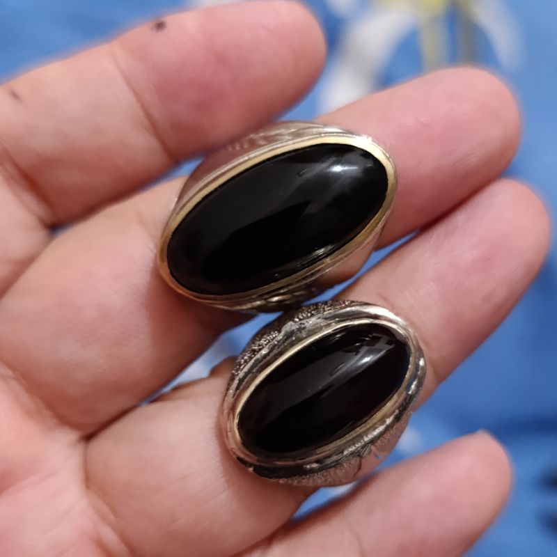 CA 63 Cincin Akik Batu Yaman Wulung Model Pandan