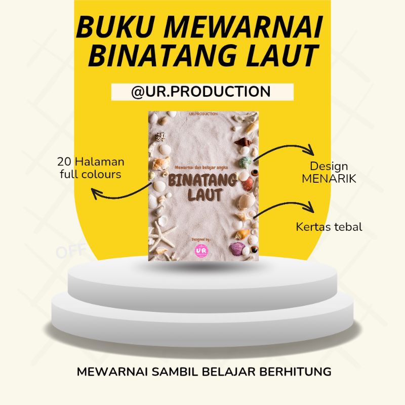 

Buku Mewarnai Edukatif Anak – Binatang Laut | Belajar Angka & Huruf | Full Color A4 / A5