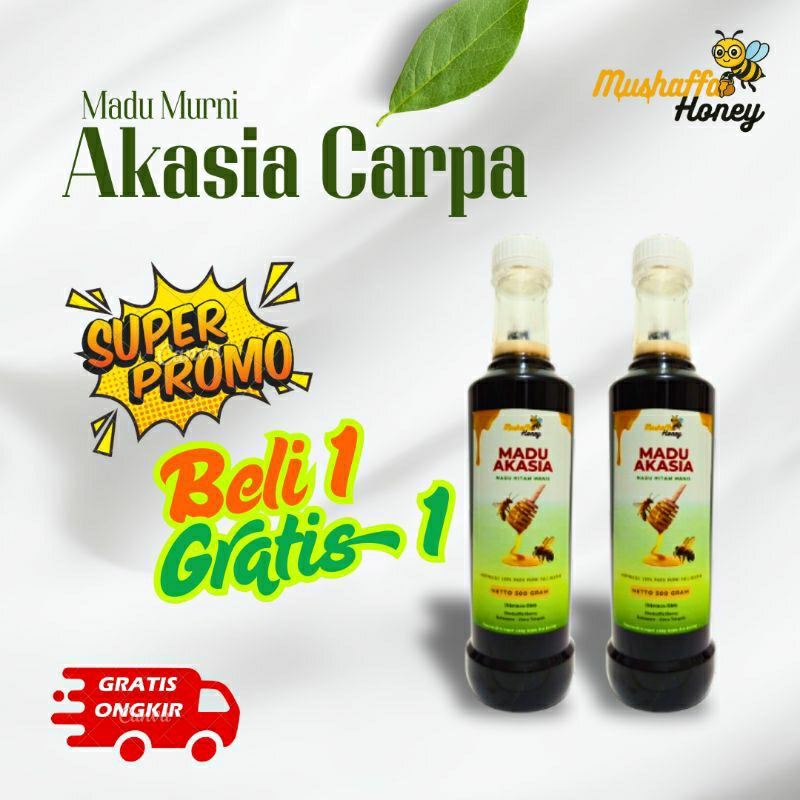 

Beli 1 Gratis 1 Madu Mushaffa Akasia Carpa 100% Murni Tanpa Campuran Netto 500 Gram