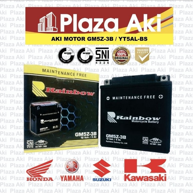 KODE R6P Aki Motor Kering GM5Z3B 12V 5Ah Murah HONDA Astrea Grand Mega Pro Lama Supra X 11 Supra Fit