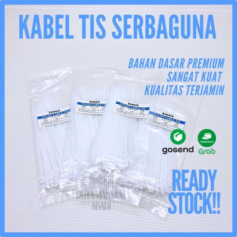 

Kabel Ties 2.5x150mm Warna Putih Isi 100 Pcs / Nylon Cable Tie 15 cm/ Kabel Tis 2.5 x 150 mm Insulock Tis Insulok