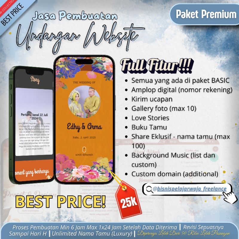 [PREMIUM] Undangan Digital Website Pernikahan Premium - Menggunakan Foto & Tanpa Foto || Undangan Di