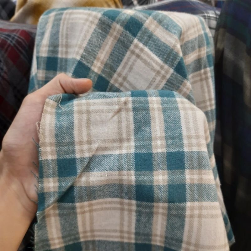 KAIN KATUN FLANNEL KOTAK | Harga/0,5m | kain katun flanel meteran | bahan kemeja flanel | kain katun