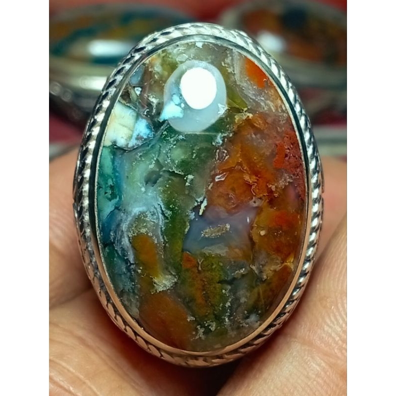 cincin batu akik pancawarna kembang super istimewa lain phyrus bacan garut pancawarna