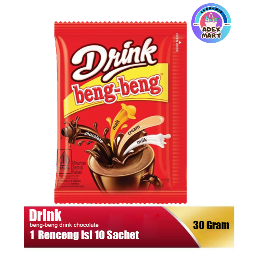 

bengbeng drinks cokelat 1 renceng isi 10 sachet @30g - adex mart