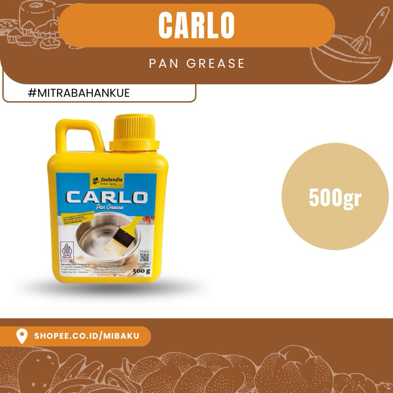 

Carlo Pan Grease 500g – Minyak Oles Loyang Anti Lengket Zeelandia | Pelumas Loyang Kue Roti