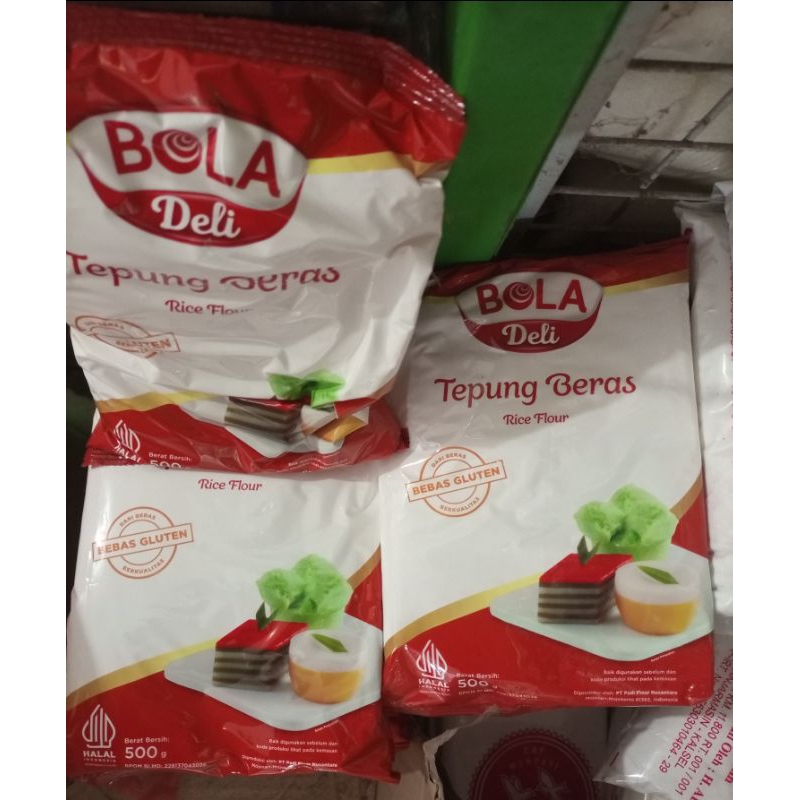 

TEPUNG BERAS MERK BOLA DELI KUALITAS PREMIUM WARNA PUTIH ALAMI & TEPUNG BERAS ROSE BRAND KEMASAN 500gr