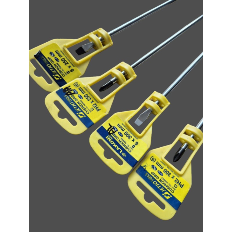 LAKONI PRO JETJO TOOLS OBENG GAGANG KARET OBENG PLUS (+) MIN (-) PANJANG 40CM CUSHION GRIP ORIGINAL