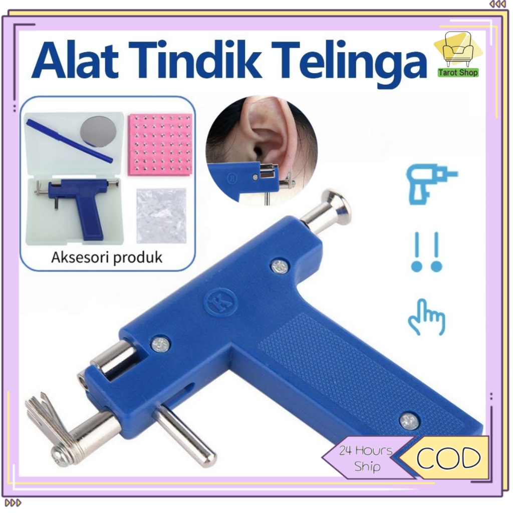 Alat Tindik Telinga+Anting Tembak Tindik Telinga Untuk Badan Hidung Pusar 100Pcs/Set