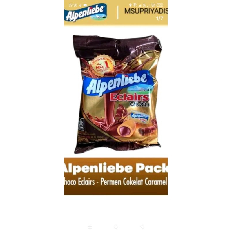 

ALPENLIEBL ECLAIER KACANG COKLAT ISI 40 BUTIR/PACK