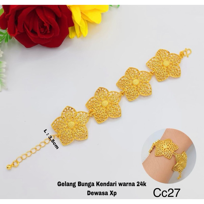 gelang bunga Kendari warna 24 dewasa xuping / gelang rantai tikar warna 24/ gelang rantai plat kenda