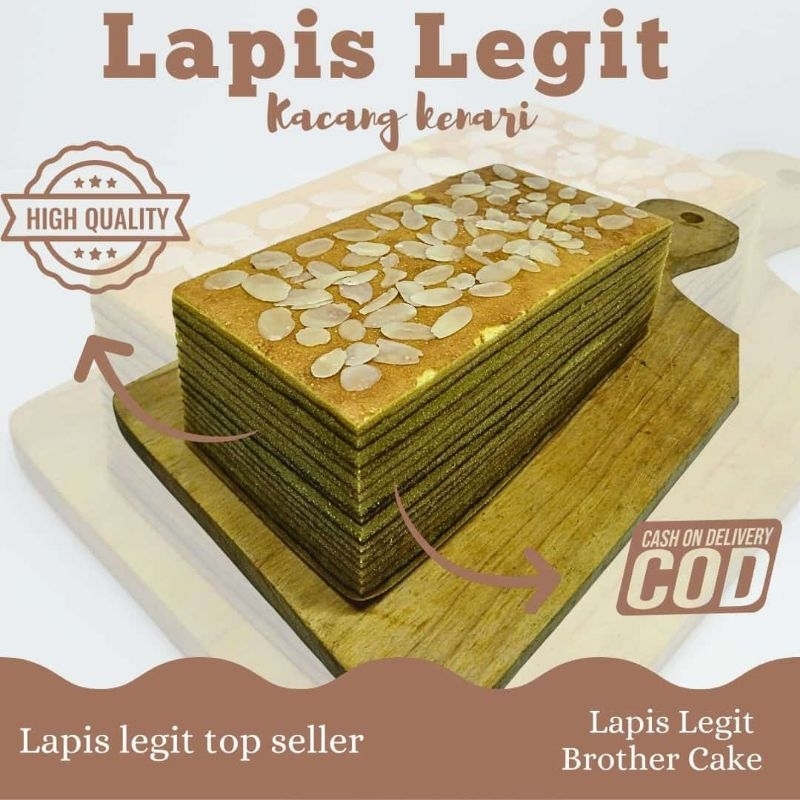 

lapis legit kacang almon ukuran 20x10CM berat 900gram