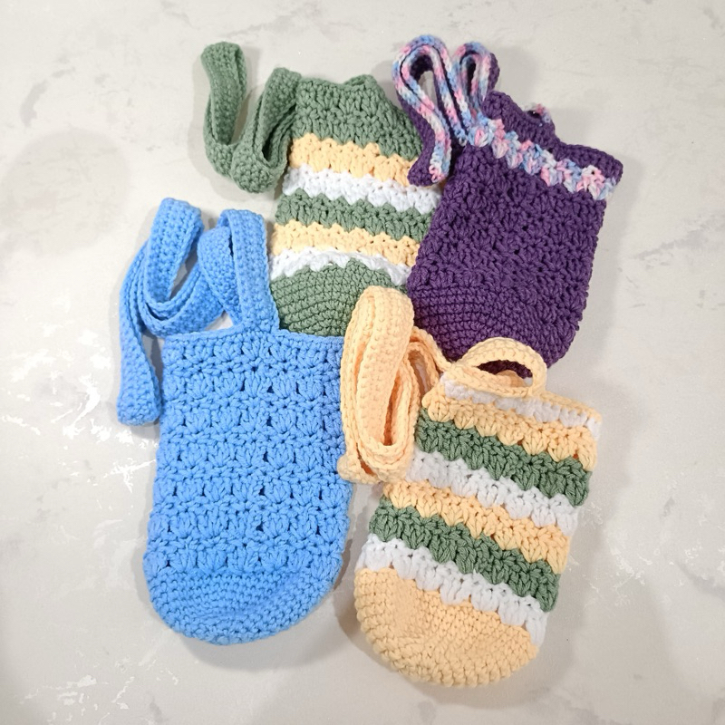 (Pre-Order)Tas Rajut Botol Minum Handmade - Sling Bag Unik untuk Tumbler / Botol Air