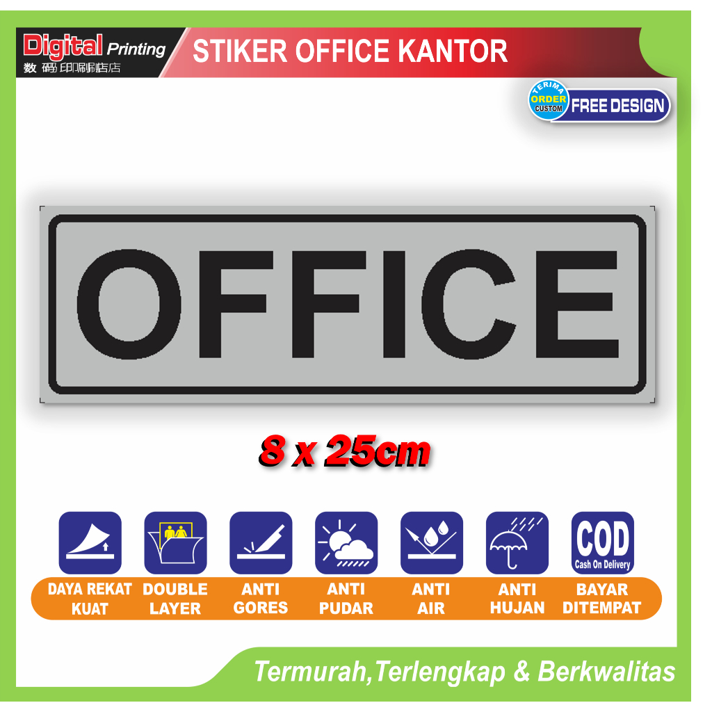 

Stiker tulisan office kantor inisial tempat khusus sticker identitas pintu kantor toko dll