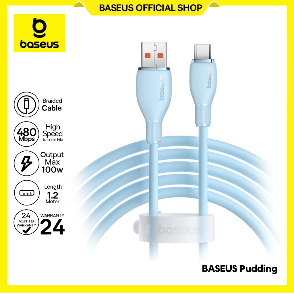 Baseus Kabel Data USB to Type-C 100W Pudding Series Fast Charging Cable 1m/2m