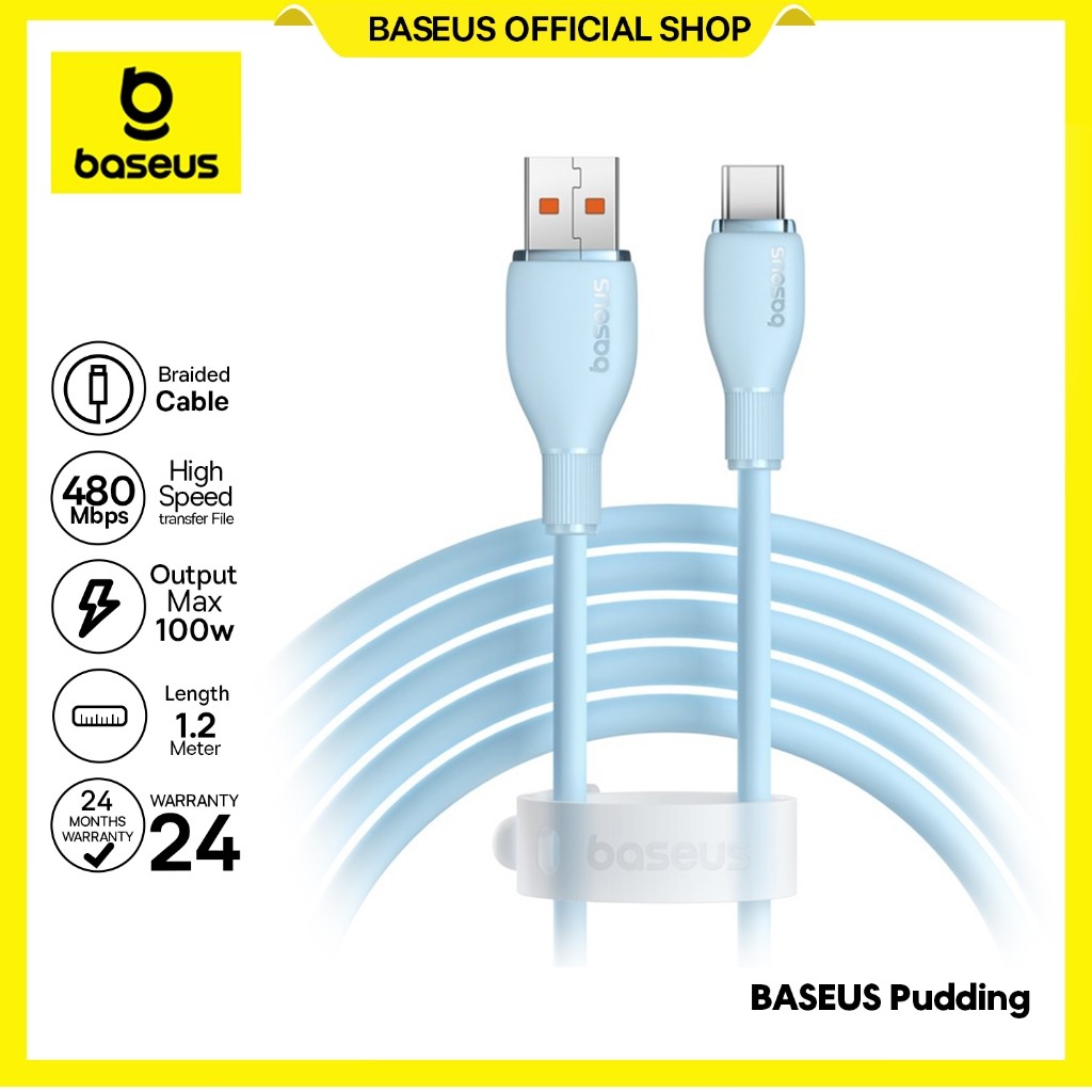 Baseus Kabel Data USB to Type-C 100W Pudding Series Fast Charging Cable 1m/2m