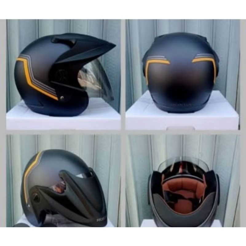 Helm honda  half face blue V2 original AHM ( BLV2 )