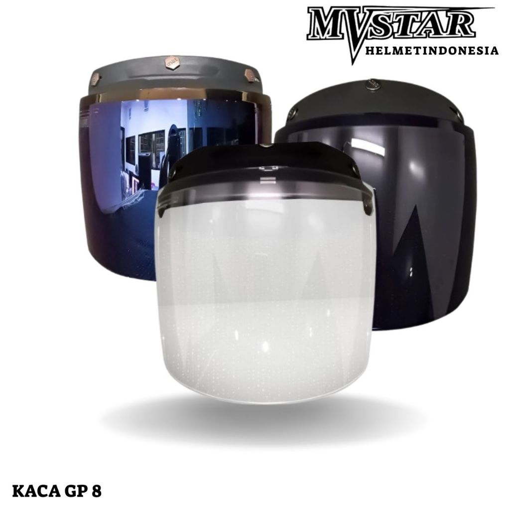 Kaca Helm Datar Osbe GP 8 Coating Full Menutup Wajah / Kaca Helm Bogo Retro