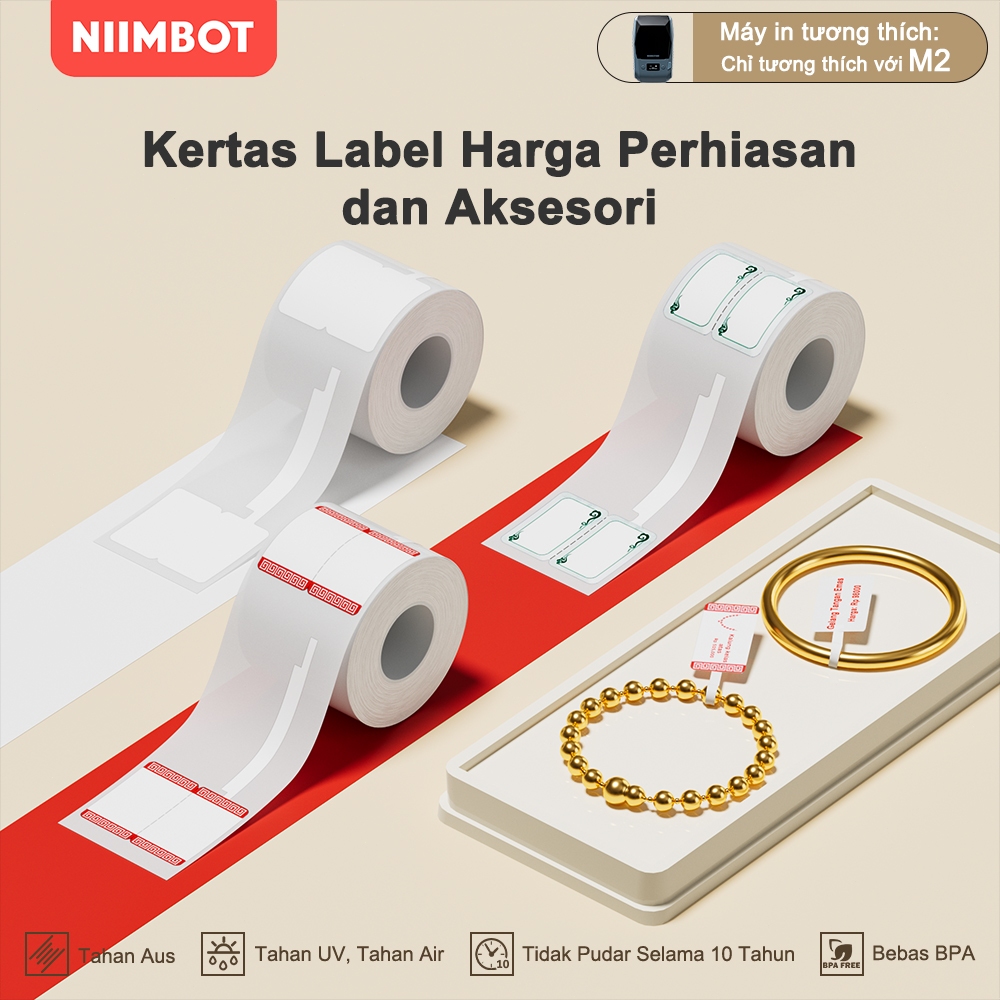 

NIIMBOT M2 Stiker Label Harga untuk Perhiasan, Kertas Label untuk Harga Kalung, Cincin, dan Gelang