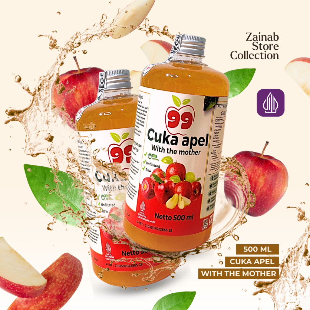 

Cuka Apel 99 Apple Cider Vinegar With Mother 500 ML
