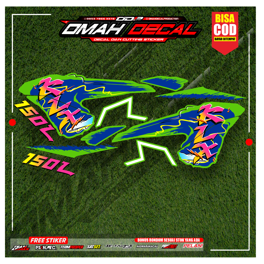 striping lis klx bf se 2021 original stripping klx bf extrime vinil transprant max decal biru hijau