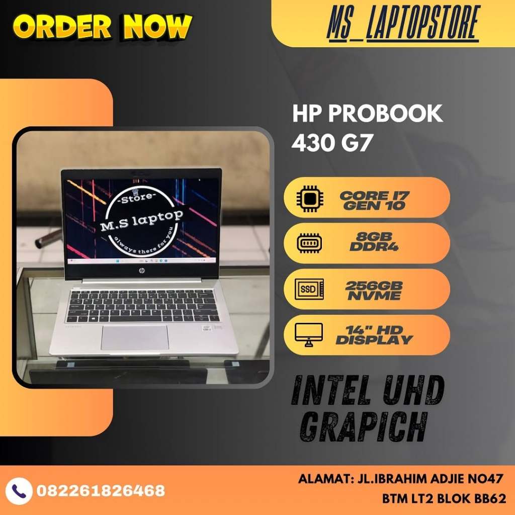 HP PROBOOK 430 G7 INTEL CORE I7 GEN10 RAM8GB SSD 256GB DISPLAY 14''