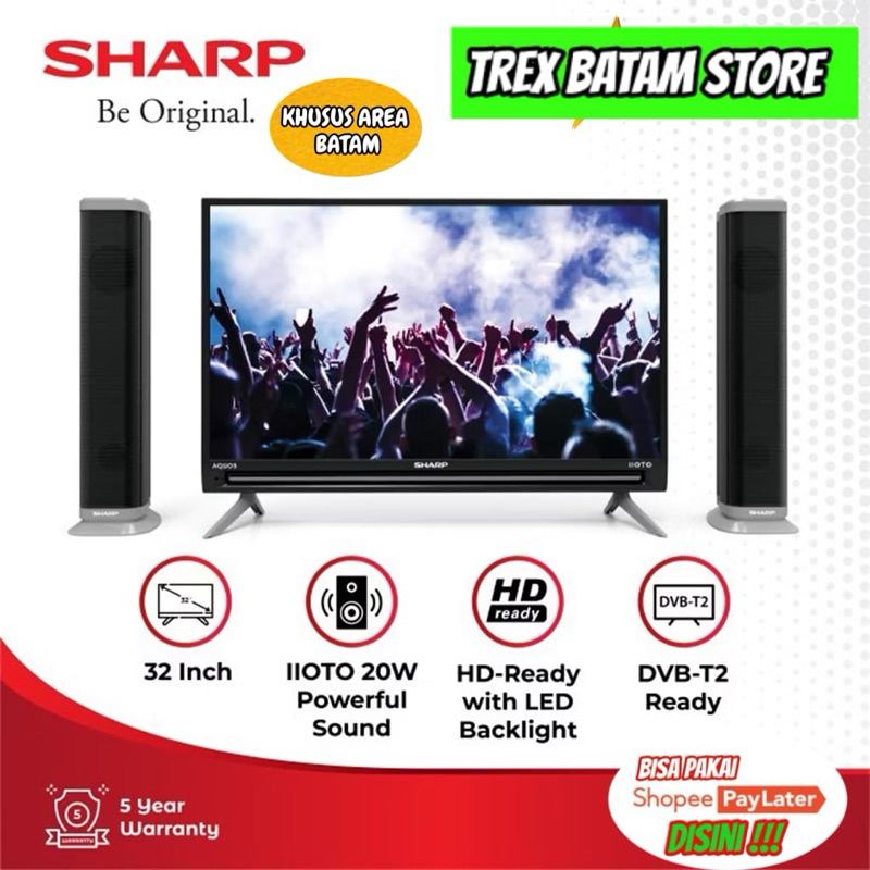 TV SHARP 32 INCH DIGITAL C32BD1 + 2 SPEAKER TOWER GARANSI RESMI [ BATAM ]