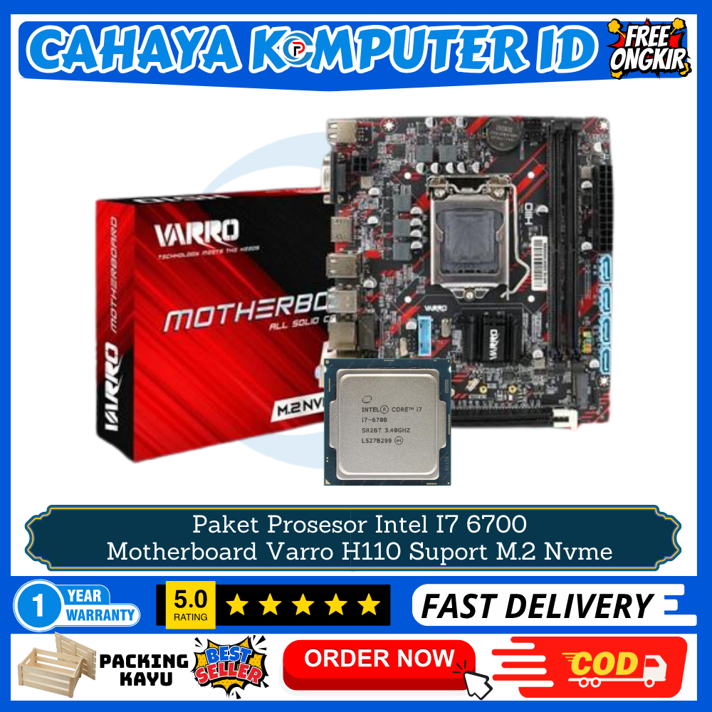 PAKET Intel Core i7 6700 (Gen 7) TRAY LGA 1151 + Motherboard H110 DDR4 GARANSI