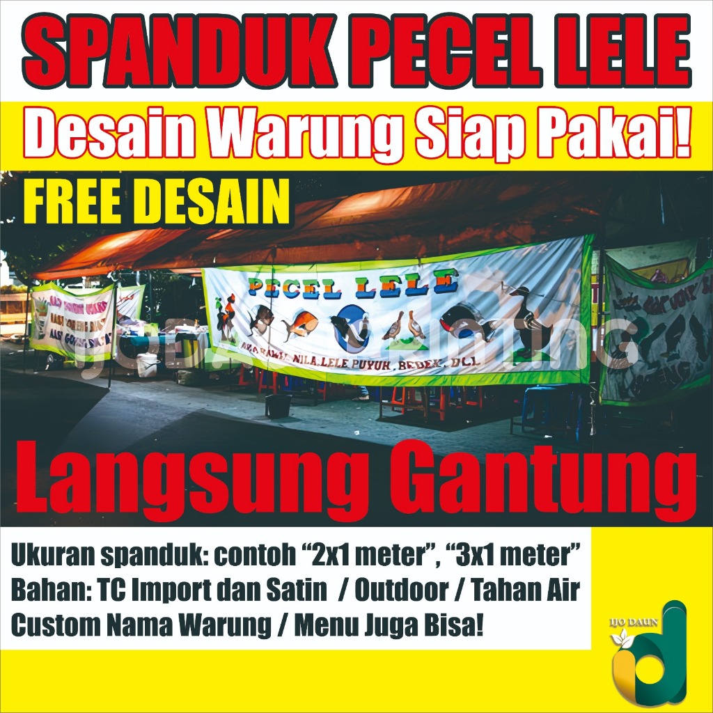 CETAK SPANDUK KAIN PECEL LELE NASI BEBEK NASI UDUK DAN WARUNG MAKAN LAIN-LAIN HARGA MURAH | KAIN TC 