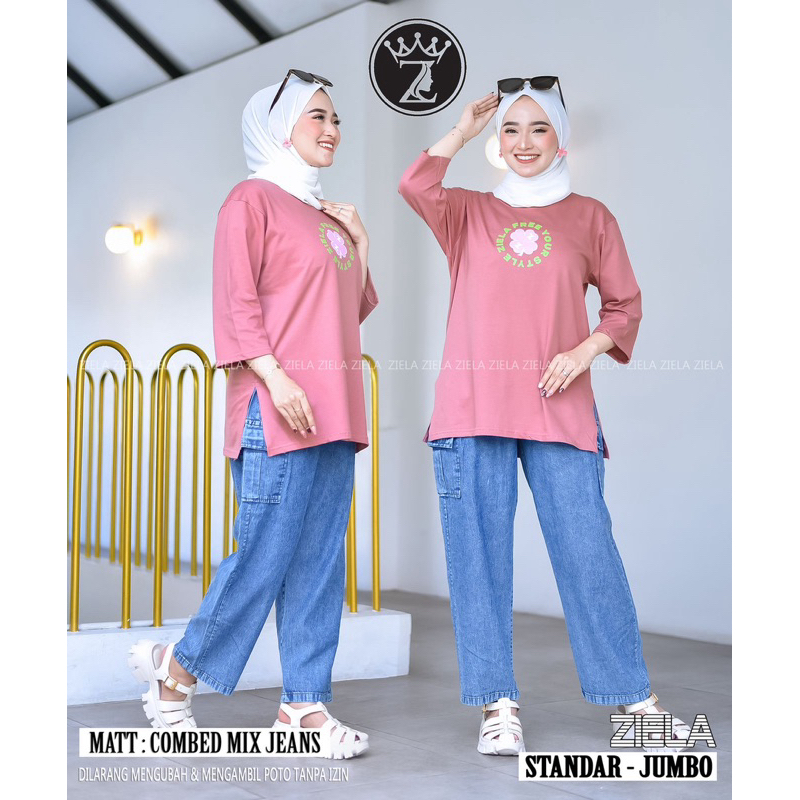 ZIELA CARGO JEANS MIX COMBED/SET CELANA CARGO LEVIS/ZIELA CARGO DEWASA