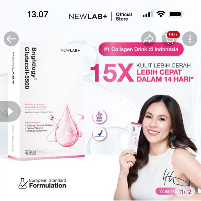 NEW ORI NEWLAB Brightlogy GlutaColl-5500| Collagen Drink | Minuman Collagen & Minuman Glutathione BP