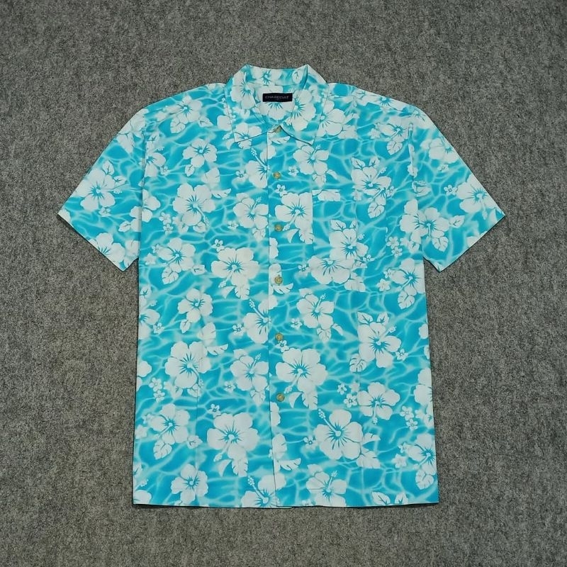 Kemeja motif abstrak pria lengan pendek CHASECULT size L second