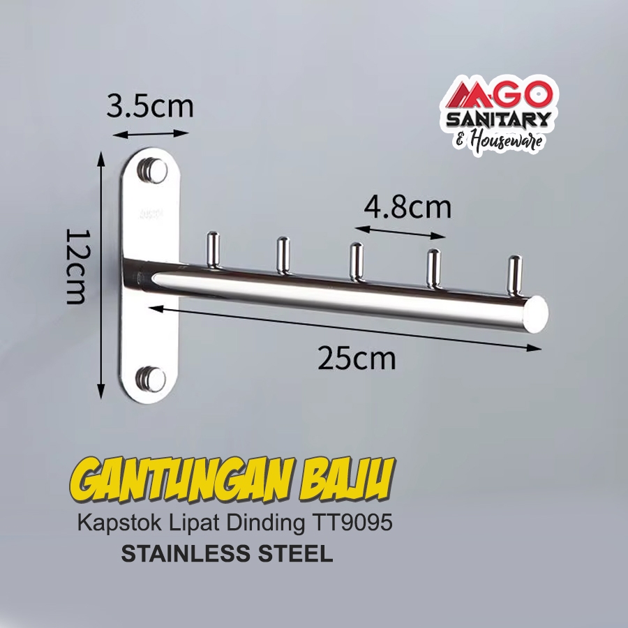GANTUNGAN BAJU DINDING LIPAT/KAPSTOK GANTUNGAN KAMAR MANDI