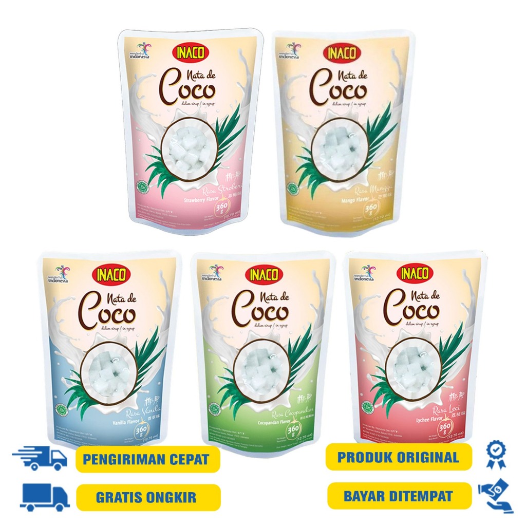 

INACO SARI KELAPA 360GR POUCH - COCOPANDAN|VANILA|STRAWBERY|MANGO|LYCHEE