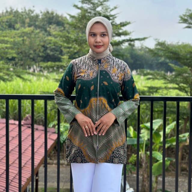 INARA HIJAU BOTOL Tunik PDK Batik Bahan Katun Full Tricot