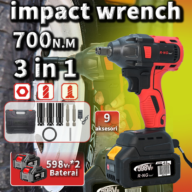 PROMO dibuat di JepangRNG impact wrench impek impact baterai bor impact baterai Untuk Baut Mobil/Bor