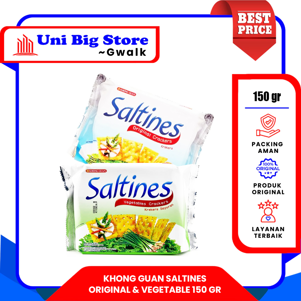 

KHONG GUAN SALTINES ORIGINAL & VEGETABLES BISCUIT CRACKERS KREKERS - 150 gr