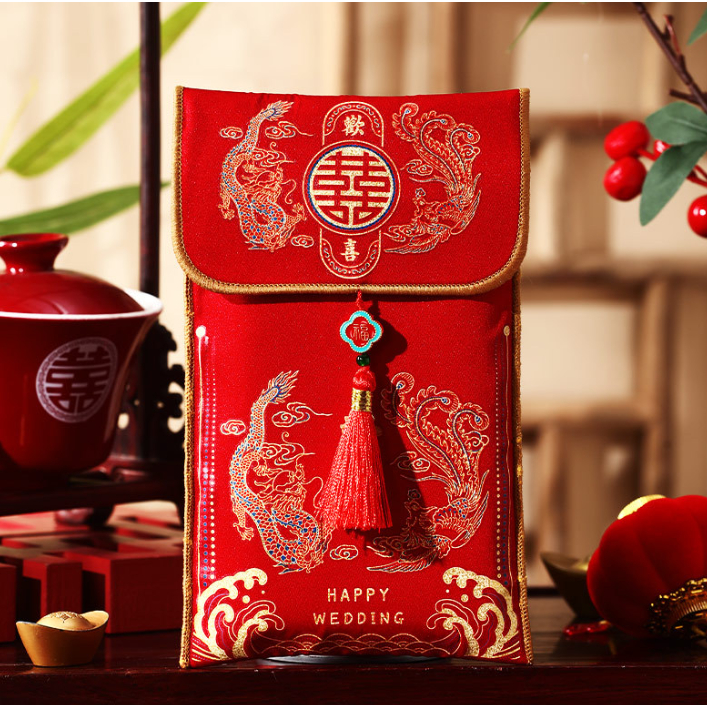 

De Gift Shop Angpao Kain Shuang Xi | Hong Bao Kain Shuang Xi | Angpao Pernikahan kain (Dragon & Phoenix)