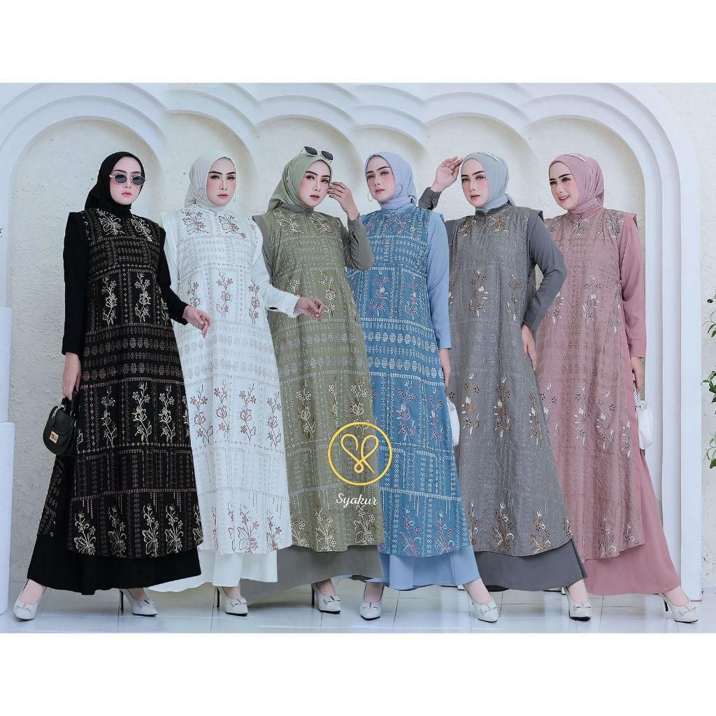 SYAKUR TERBARU / GAMIS KATUN EMBORDIR BY SYAKUR COLLECTION ORIGINAL / GAMIS SET OUTER KEKINIAN