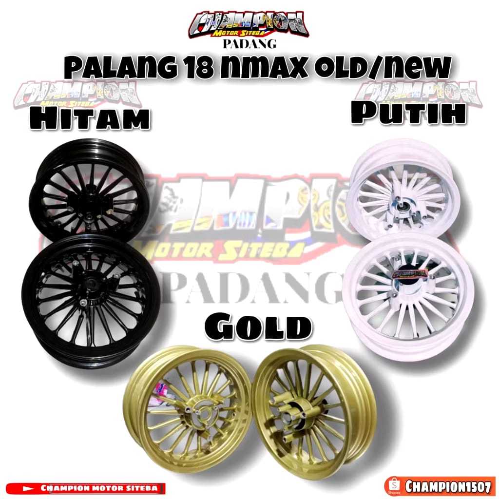 VELG VROSSI PALANG 18 GALAXY MODEL DAYTONA NMAX NEW NMAX OLD 350/400-13 AEROX 300/400-14 GOLD PUTIH 