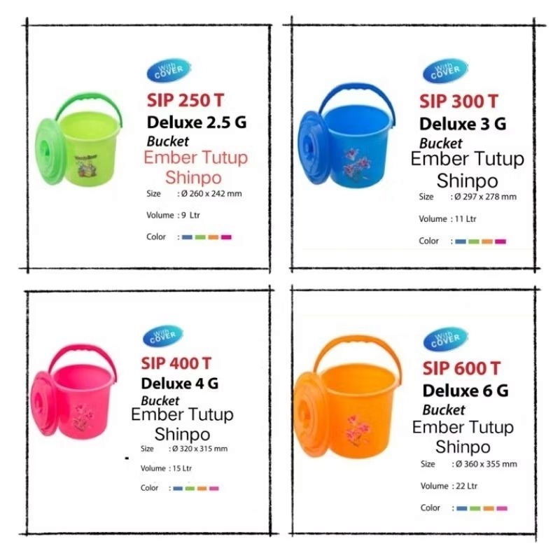 EMBER PLASTIK SHINPO | EMBER DELUXE TUTUP + GAGANG 2,5G,3G,4G,6G