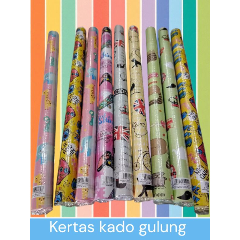 

Kertas Kado Gulung Kiky Motif Campur Tersedia Variant Batik & Karakter