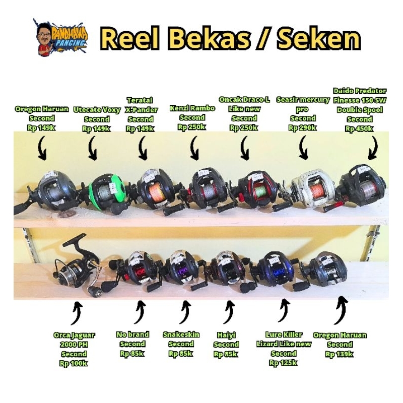REEL Bekas PANCING CASTING BAITCASTING Sabre KATSKING ORCA OREGON DAIWA UTECATE DAIDO TRIDENTECH ZOR