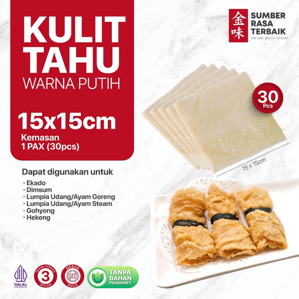 

[SRT SBY] Kulit Tahu Tawar 15X15 30pcs / Surabaya / Halal / Untuk Ekado,Gohyong,Lumpia ayam,Hekeng