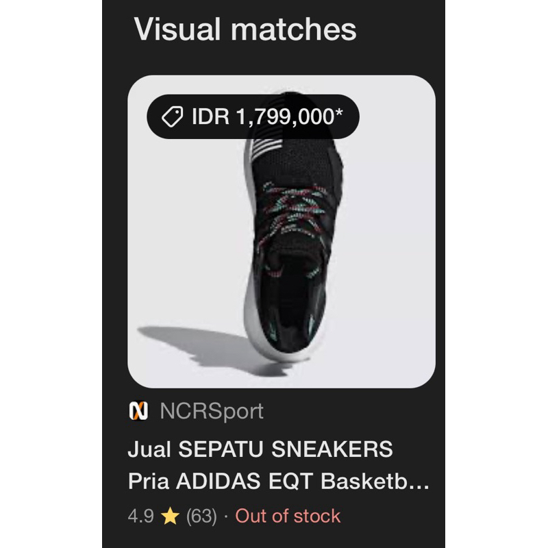 PRELOVED sepatu basket adidas eqt 42,5 for men