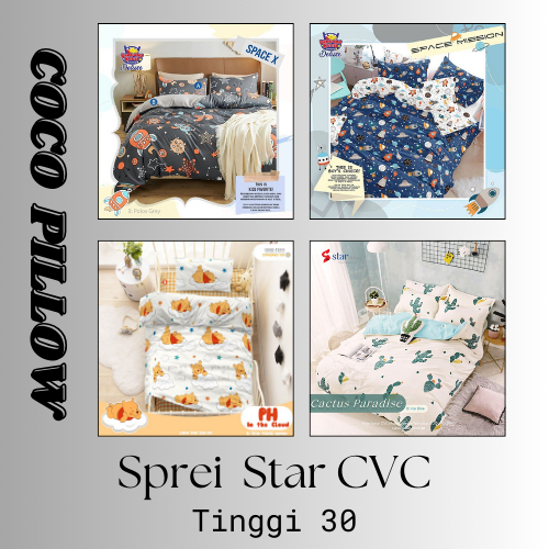 Sprei Motif Anak 180x200 / 160x200 / 120x200 Premium CVC Pure Cotton Tinggi 30 cm