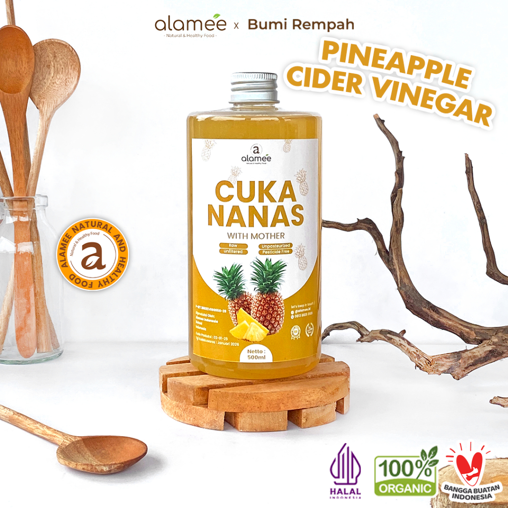 

ALAMEE Cuka Nanas Original Pineapple Cider Vinegar With Mother Organik Asli 500ml