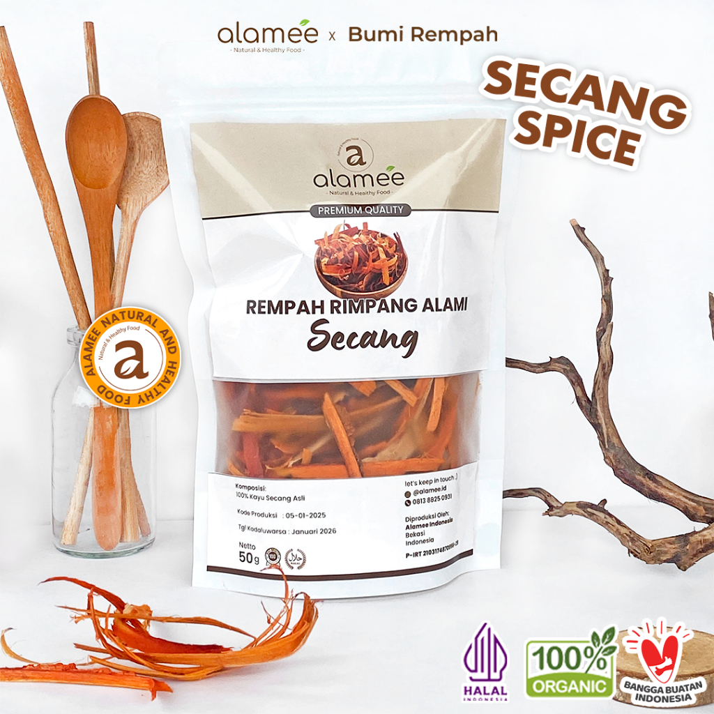 

ALAMEE Kayu Secang Asli Serut Sappan Wood Rempah Rimpang Organik Alami Bumbu Seasoning Masak 50gr