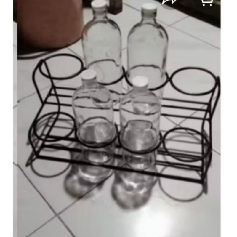 rak 2 susun  ukuran botol bensin 1 liter diameter lubang 9,5  cm