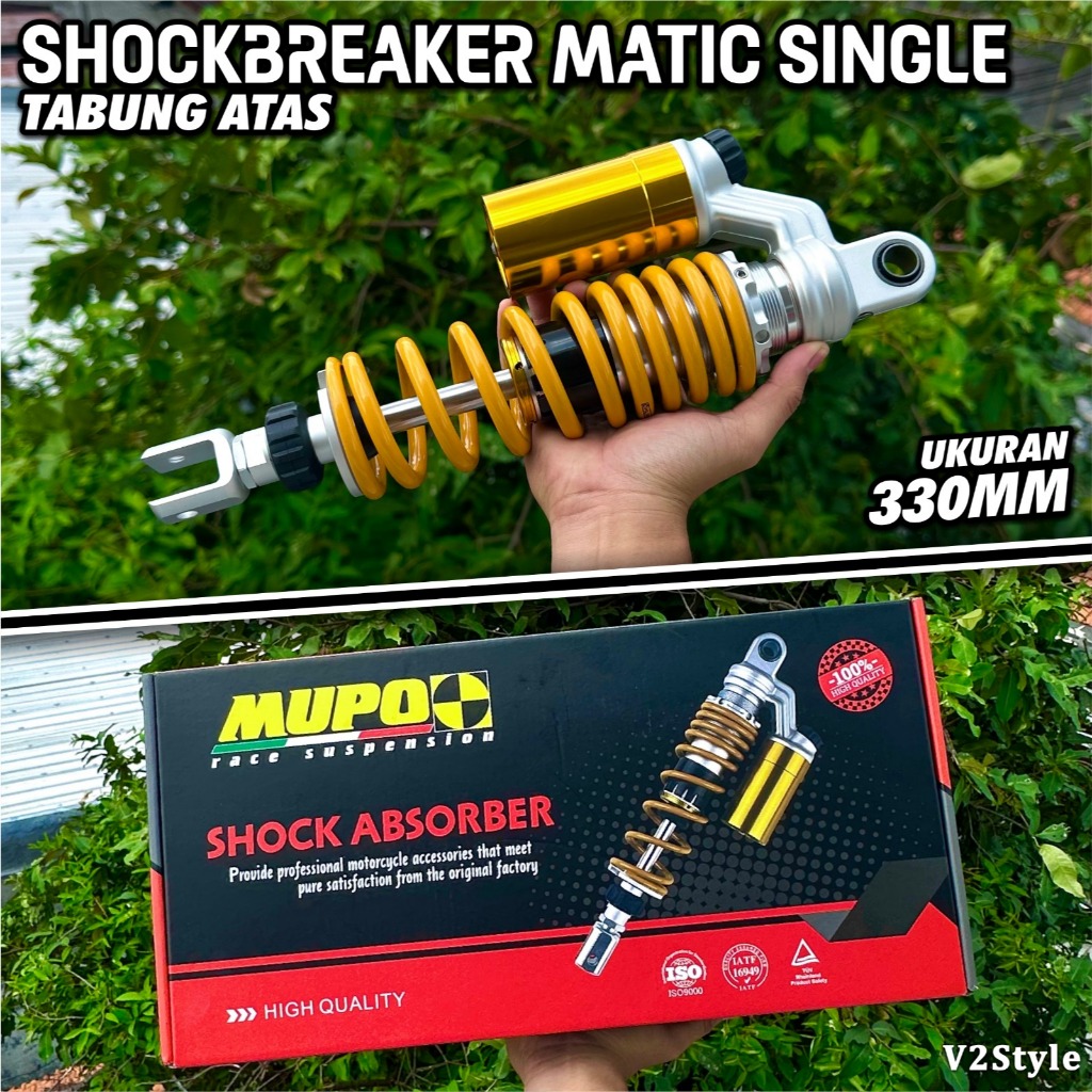 SHOCKBREAKER TABUNG ATAS MUPO ORIGINAL SHOK ABSORDER SINGLE SHOCK SATU SHOCK BREAKER MATIC KUNING 33
